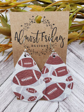 Load image into Gallery viewer, Genuine Leather Earrings - Teardrop Earrings - Fall Leather Genuine Leather Earrings - Football Print - Football Earrings
