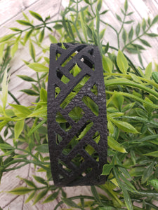 Genuine Leather Bracelet - Trellis Design - Trellis Leather Bracelet - Black Bracelet