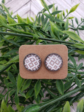 Load image into Gallery viewer, Glass Dome - Gray - White - Stud Earrings - Geometric Design - Studs
