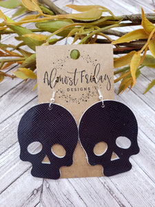 Genuine Leather Earrings - Halloween Earrings - Skulls - Day of the Dead - Skull Earrings