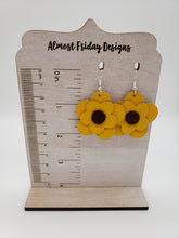 Load image into Gallery viewer, Genuine Leather Earrings - Sunflower Earrings - Fall Leather Genuine Leather Earrings - Fall Earrings - Floral
