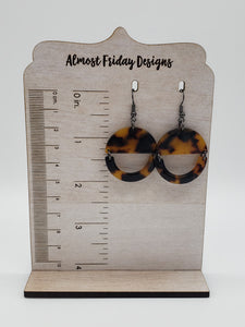 Acrylic Earrings - Circle Cut Out Earrings - Tortoise Shell - Statement Earrings