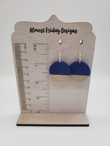 Wood and Resin Earrings - Oval - Yellow - Gray - Statement Earrings - Pantone's Colors of the Year
