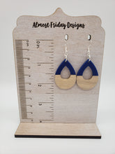 Load image into Gallery viewer, Wood Earrings - Teardrop - Blue - Statement Earrings

