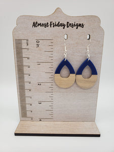 Wood Earrings - Resin - Black - Teardrop - Statement Earrings - Everyday
