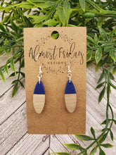Load image into Gallery viewer, Wood Earrings - Oval - Blue - Statement Earrings - Resin
