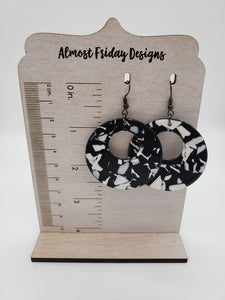 Acrylic Earrings - Circle Cut Out Earrings - Black and White - Statement Earrings