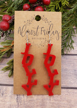Load image into Gallery viewer, Acrylic Earrings - Jolly Earrings - Christmas - Winter - Cut Out Earrings - Red - Statement Earrings
