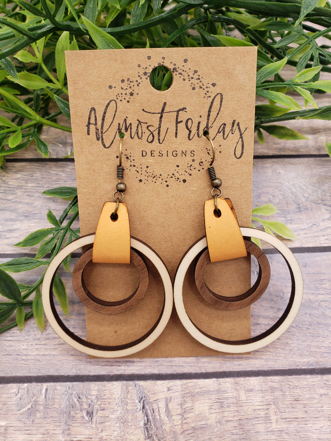 Wood Earrings - Natural Wood - Hoop Earrings - Walnut - Hoops
