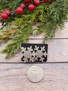 Acrylic Earrings - Snowflake Earrings - Christmas - Winter - Cut Out Earrings - Glitter - Silver - Statement Earrings - Stud Earrings