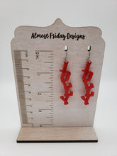 Load image into Gallery viewer, Acrylic Earrings - Jolly Earrings - Christmas - Winter - Cut Out Earrings - Red - Statement Earrings
