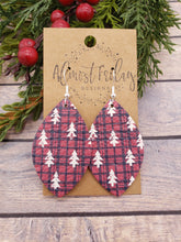 Load image into Gallery viewer, Genuine Leather Earrings - Christmas Trees - Christmas Earrings - Winter - Leaf Cut - Statement Earrings - Holiday Earrings
