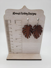 Load image into Gallery viewer, Wood Earrings - Monstera Leaf - Statement Earrings - Leaf Earrings - Summer Earrings
