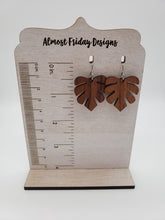 Load image into Gallery viewer, Wood and Resin Earrings - Monstera Leaf -Yellow Earrings - Statement Earrings - Leaf Earrings - Summer Earrings

