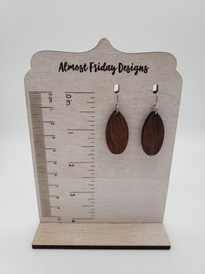 Wood Earrings - Oval- Statement Earrings -Statement Earrings - Walnut
