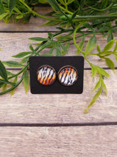 Load image into Gallery viewer, Glass Dome Christmas Studs - Stud Earrings - Tiger Print - Tiger Studs
