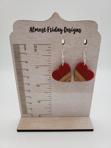 Wood Earrings - Hearts - Blue - Statement Earrings - Valentine's Day - Acrylic Earrings