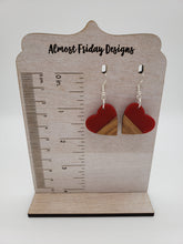 Load image into Gallery viewer, Wood Earrings - Hearts - Teal - Statement Earrings - Valentine&#39;s Day - Acrylic Earrings
