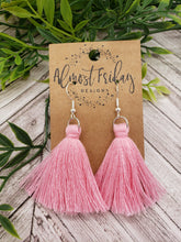 Load image into Gallery viewer, Tassel Earrings - Valentine&#39;s Day - Fan Style Design - Tassels - Pink Earrings
