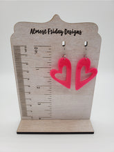 Load image into Gallery viewer, Acrylic Earrings - Hearts - Hot Pink - Valentine&#39;s Day - Neon Pink - Heart Earrings
