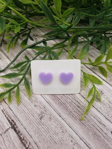 Acrylic Earrings - Hearts - Studs - Heart Studs - Valentine's Day - Acrylic Studs - Purple Earrings - Lilac