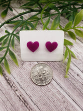 Load image into Gallery viewer, Acrylic Earrings - Hearts - Studs - Heart Studs - Valentine&#39;s Day - Acrylic Studs - Pink Earrings
