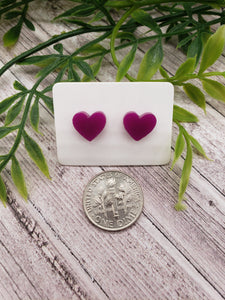Acrylic Earrings - Hearts - Studs - Heart Studs - Valentine's Day - Acrylic Studs - Pink Earrings