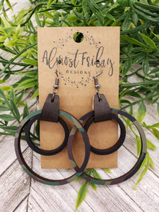 Wood Earrings - Camo Print - Natural Wood - Hoop Earrings - Hoops - Camouflage