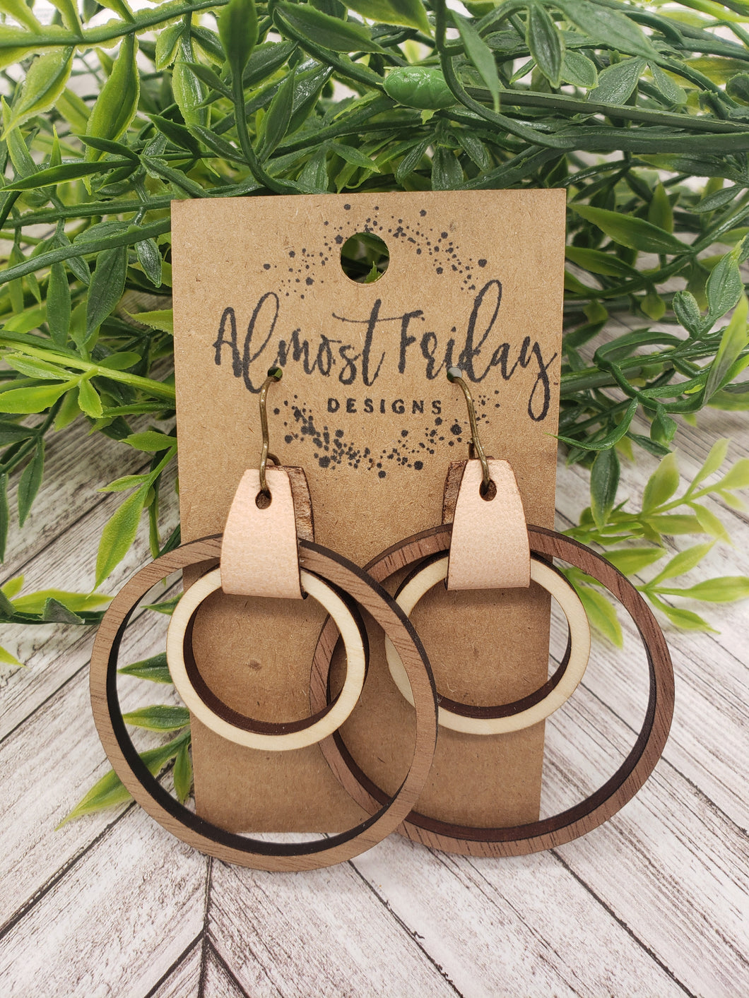 Wood Earrings - Natural Wood - Hoop Earrings - Walnut - Hoops