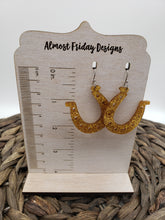 Load image into Gallery viewer, Acrylic Earrings - Horseshoes - Gold - St. Patrick&#39;s Day - Glitter Earrings - Lucky Horseshoes - Lucky Horseshoes
