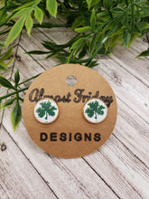 Load image into Gallery viewer, Faux Leather - Shamrocks - Green - St. Patrick&#39;s Day - Four Leaf Clover - Studs
