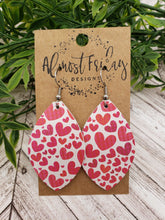 Load image into Gallery viewer, Genuine Leather Earrings - Valentine&#39;s Day - Leaf Cut Earrings - Heart - Pink and Red Hearts
