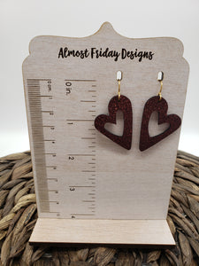 Genuine Leather Earrings - Hearts - Pink and Gold - Valentine's Day - Textured Leather - Heart Earrings