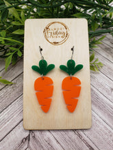 Load image into Gallery viewer, Acrylic Earrings - Carrot - Orange - Easter - Spring - Carrot Earrings - Garden - Veggie Earrings
