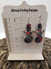 Load image into Gallery viewer, Acrylic Earrings - Christmas Earrings - Snowman - Plaid - Christmas Plaid - Cut Out Earrings - Statement Earrings - Winter
