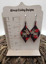 Load image into Gallery viewer, Acrylic Earrings - Christmas Earrings - Ornament - Buffalo Check - Reindeer - Cut Out Earrings - Statement Earrings
