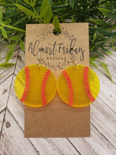 Load image into Gallery viewer, Acrylic Earrings - Spring Earrings - Softball -Softball Earrings - Statement Earrings
