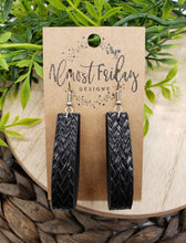 Load image into Gallery viewer, Faux Leather Earrings - Braided Earrings - Black- Loop Earrings
