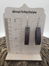 Load image into Gallery viewer, Faux Leather Earrings - Braided Earrings - Black- Loop Earrings
