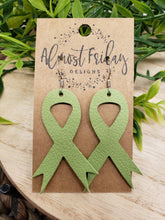 Load image into Gallery viewer, Genuine Leather Earrings - Lymphoma - Awareness Ribbon - Cancer Awareness

