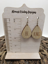 Load image into Gallery viewer, Wood Earrings - Teardrop - Sapele - Statement Earrings - Be Kind - Wooden Earrings - Statement Earrings
