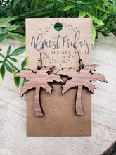 Load image into Gallery viewer, Wooden Earrings - Palm Tree - Sapele - Wood - Summer - Statement Earrings
