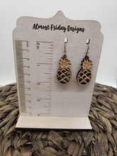 Load image into Gallery viewer, Wooden Earrings - Pineapple - White Oak - Wood - Summer - Statement Earrings
