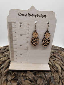 Wooden Earrings - Pineapple - White Oak - Wood - Summer - Statement Earrings