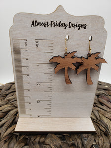 Wooden Earrings - Palm Tree - Sapele - Wood - Summer - Statement Earrings