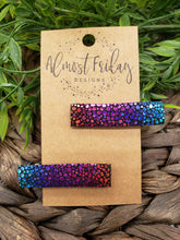 Load image into Gallery viewer, Genuine Leather Hair Clip - Rainbow - Hair Accessory  - Alligator Clip - Blue - Purple - Pink
