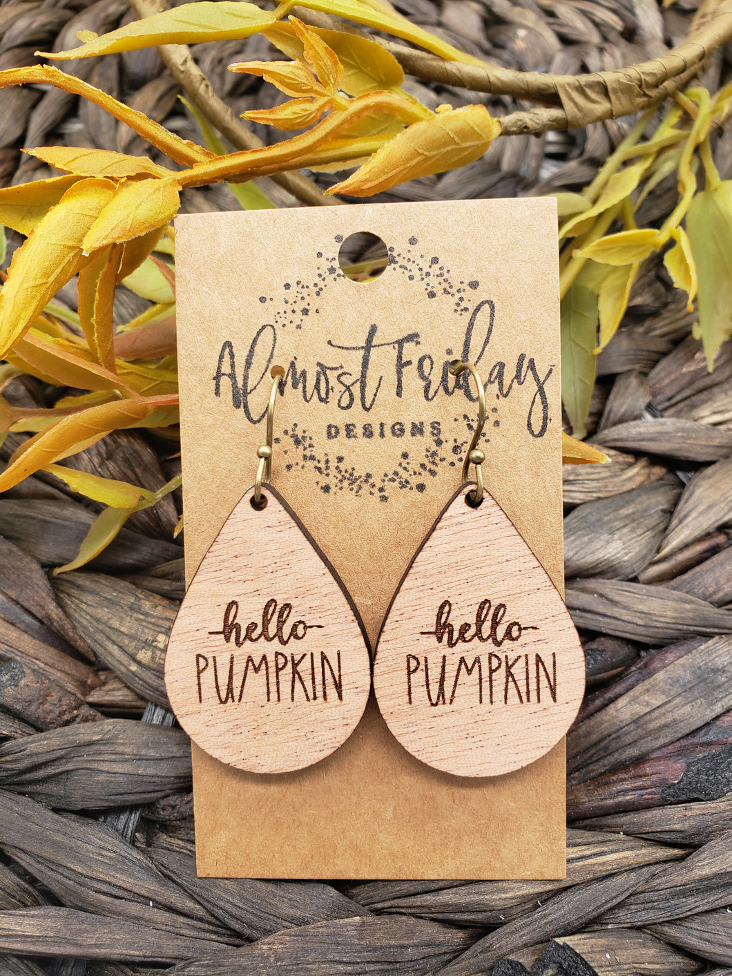 Wood Earrings - Teardrop - Mahogany - Statement Earrings - Hello Pumpkin - Wooden Earrings - Statement Earrings