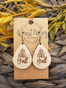 Wood Earrings - Teardrop - White Oak - Statement Earrings - It's Fall Y'all - Wooden Earrings - Statement Earrings