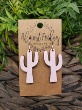 Load image into Gallery viewer, Wood Earrings - Cactus Earrings - Pink - Statement Earrings - Southwest - Wood
