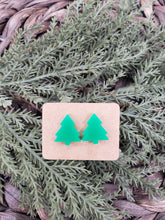 Load image into Gallery viewer, Acrylic Earrings - Christmas Earrings - Studs - Christmas Tree - Tree - Winter - Green - Statement Earrings - Stud Earrings
